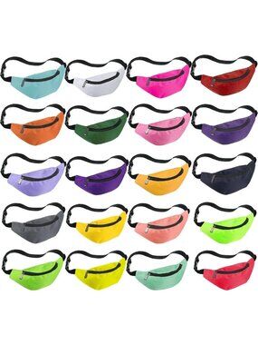 20 Pcs Neon Adjustable Fanny Packs, Colorful Waist Bags for Festivals & Events